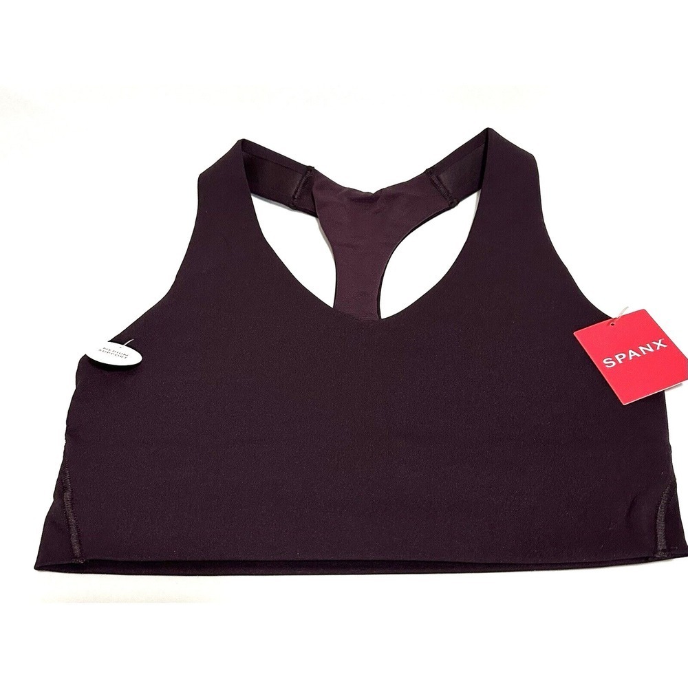 Spanx Sports Bra Women's Size XS Longline Medium Impact Jammy Plum Purple